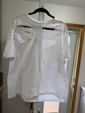 White Diamante Mandy Short Sleeve Tee - Women